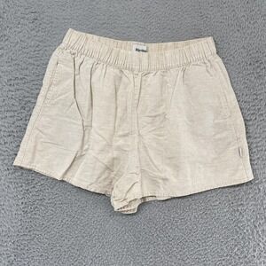 Rhythm Shorts Womens 4 Beige Linen Cotton Elastic Waist Pull On Beachy Capsule